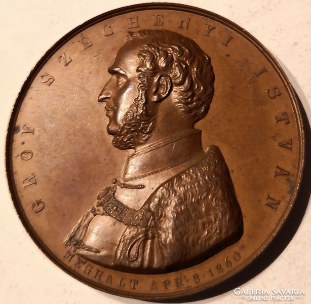 N/038 - 1880. Bronze commemorative medal made in memory of István Gróf Széchenyi, the founder of the MTA