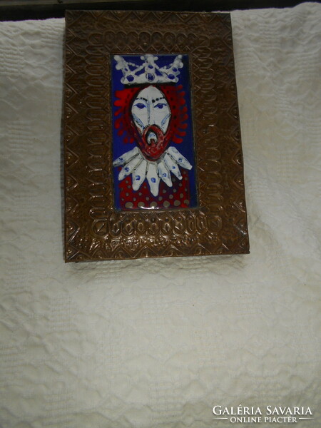 Fire enamel picture with copper covered frame. The frame is also made using handicraft techniques