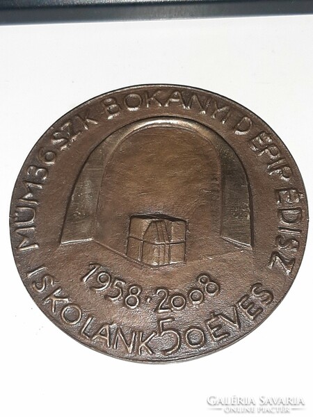 Bokányi Dezső Construction and Decorative Arts Vocational Training School bronze plaque 1958 -2008