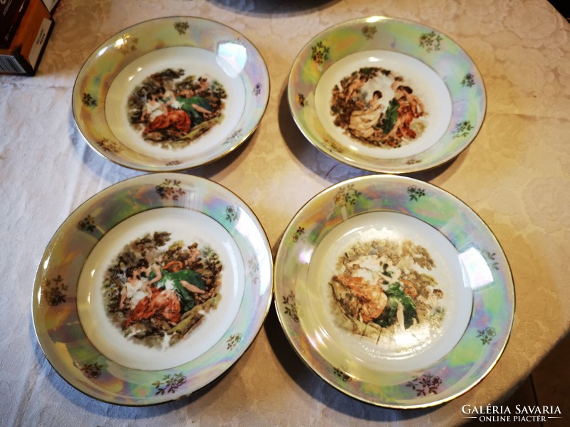 4 Luster-glazed Kahla porcelain deep soup plates