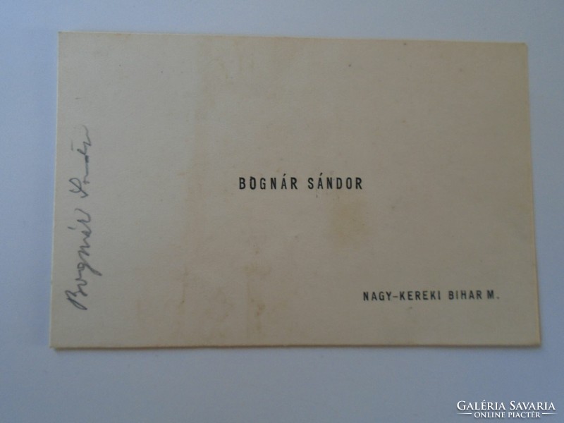 ZA415.19   Bognár Sándor  névjegykártyája  1930k Nagy-kereki  Bihar vármegye  Nagykereki