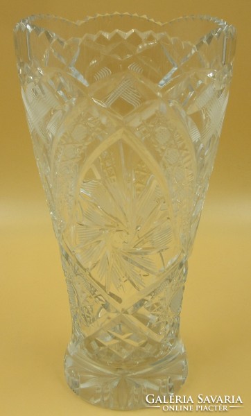 Kristályüveg  váza, vastagfalu, átmérő 11.5 cm, 22 cm magas