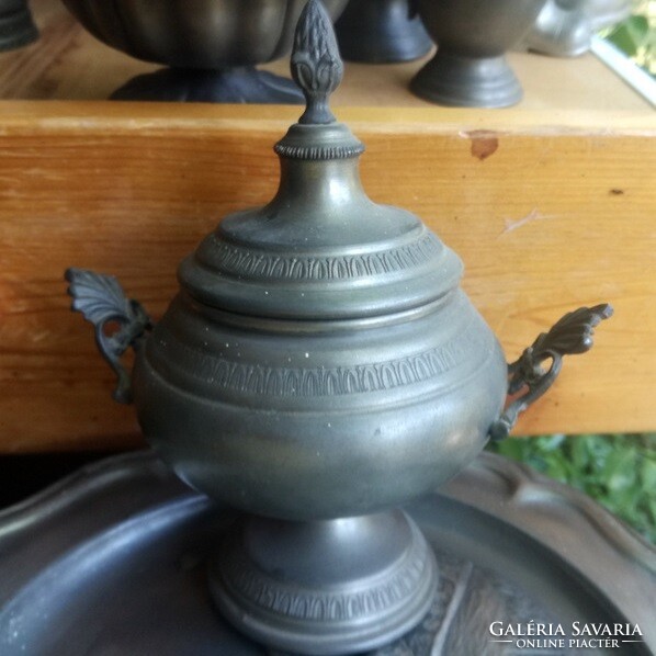 Antique tin handmade bonbonier with acorns - liquidation of collection