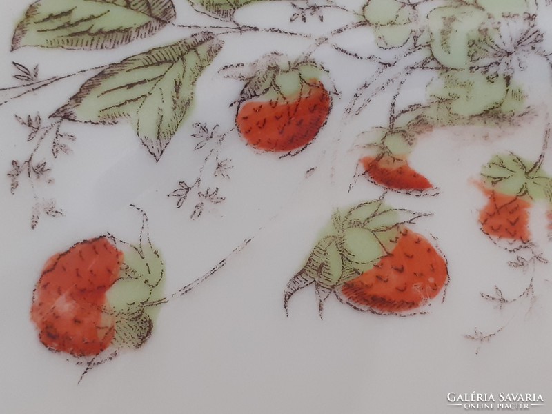 Old porcelain wall plate with forest strawberry pattern, fruit folk wall decoration