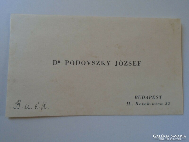 Za417.16 Dr. József Podovszky - director of the Hungarian merchant bank in Pest - business card 1930k