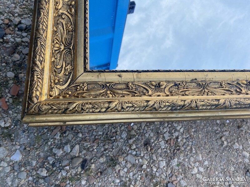 Antique Art Nouveau wooden framed gilded mirror r0
