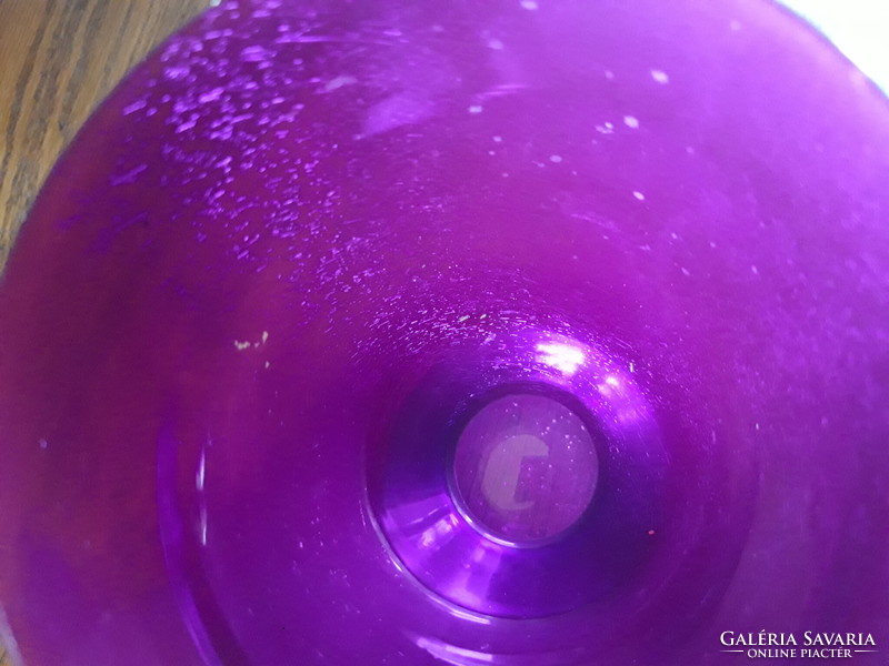Régi lila fújt fátyolüveg váza - 18 cm - ritkaság