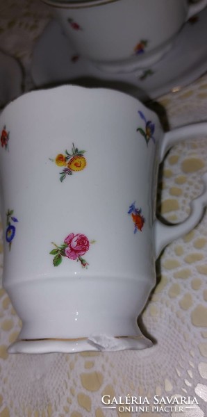 Zsolnay porcelain, elf-eared tea set, with a beautiful floral pattern