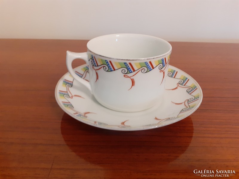 Old porcelain h & c chodau cup art deco patterned tea mug
