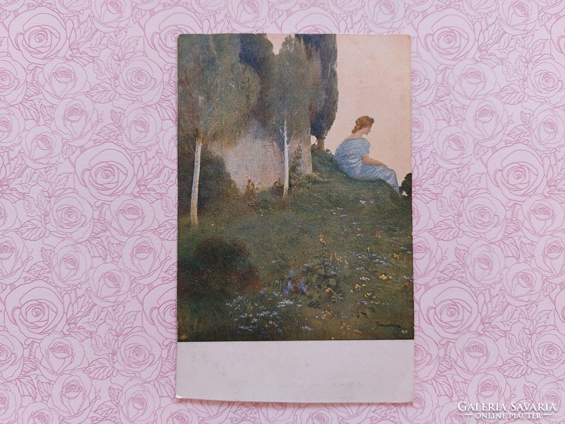 Old postcard art postcard tolnay: contemplation