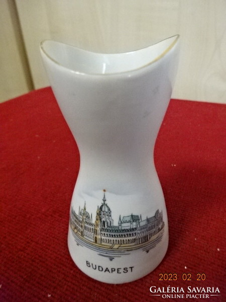 Aquincum porcelain vase, with Budapest inscription, with a view of the parliament. Jokai.