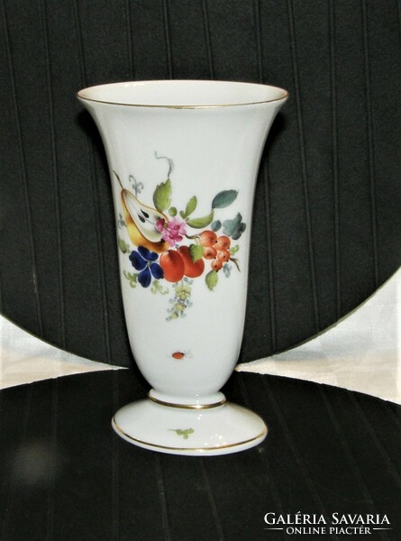 Herendi gyümölcs mintás porcelán váza - 19 cm