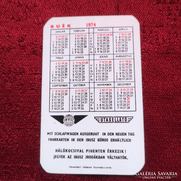 Passenger service card calendar 1974