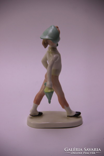 Aquincum porcelain girl with an umbrella, flawless, marked