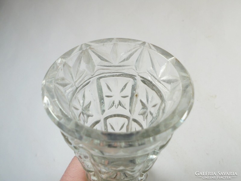 Retro régi üveg váza domború mintás - 20 cm magas