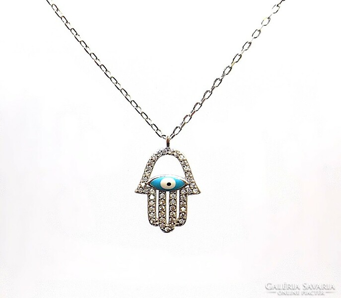 Silver chain fatima hand with pendant (zal-ag103268)