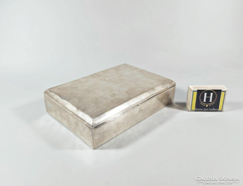 Antique art deco 0.800 Silver 377 gram card box with diana head stamp, 1930s (j337)