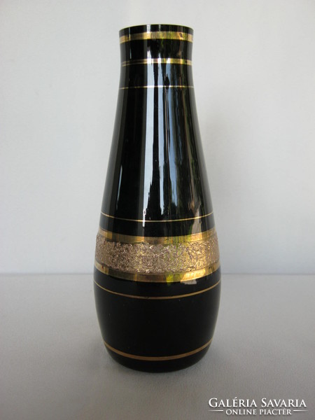 Retro Kunst glas fekete üveg váza