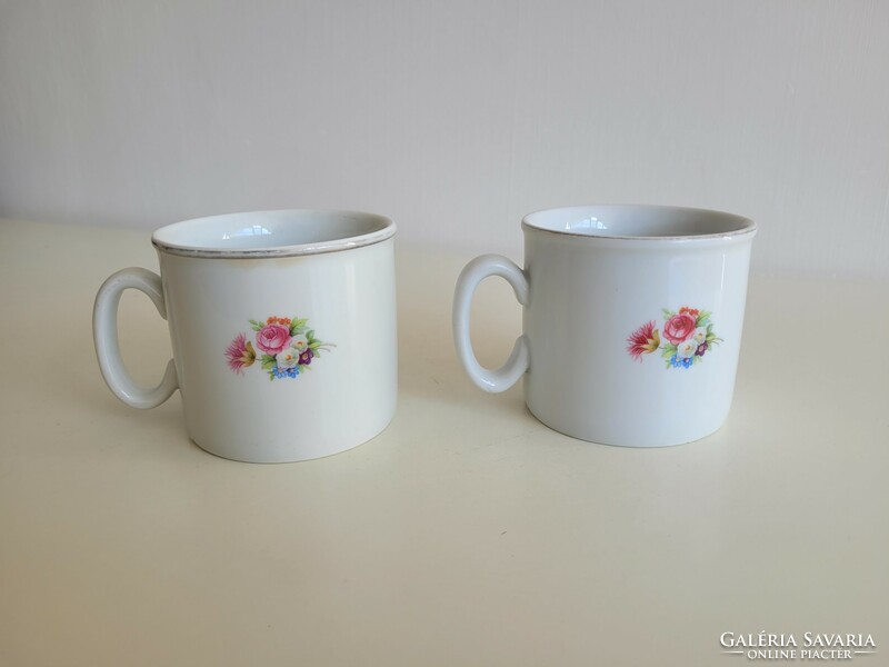 Régi 2 db Zsolnay porcelán bögre virágos teás csésze