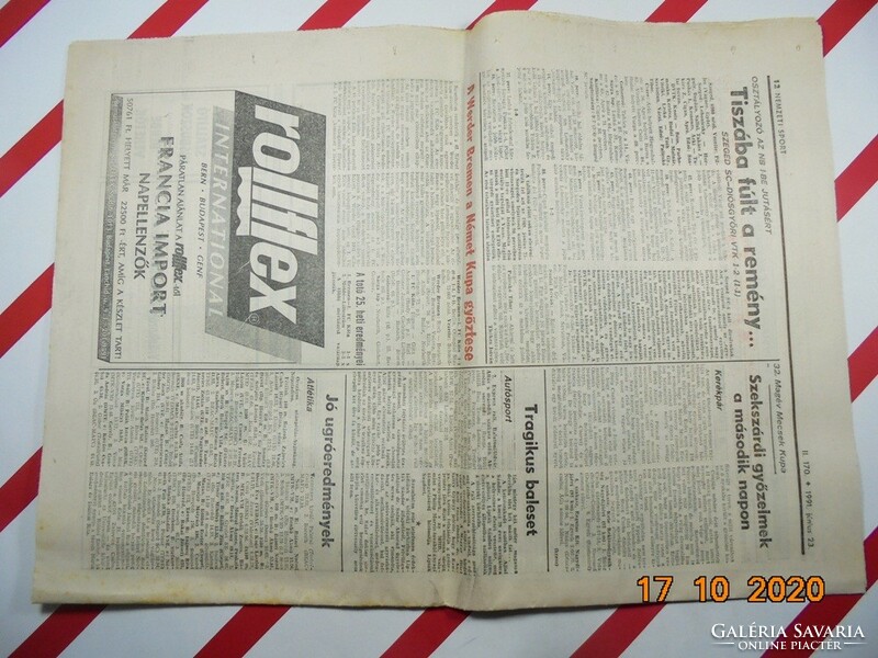 Régi retro újság napilap - Nemzeti Sport - 1991.06.23.  Születésnapra ajándékba