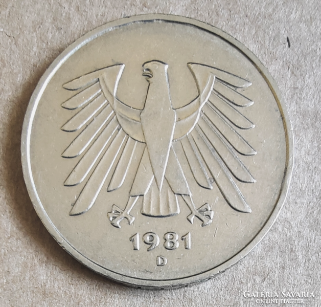 Németország NSZK 5 márka 1981 D