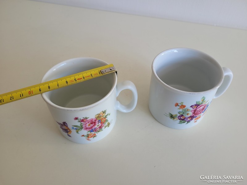 Old 2 Zsolnay porcelain mugs with flowers
