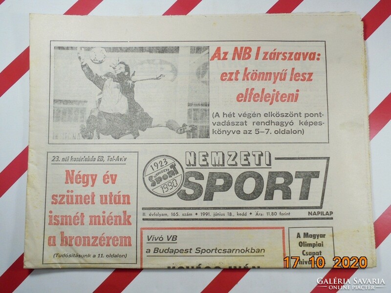 Régi retro újság napilap - Nemzeti Sport - 1991.06.18.  Születésnapra ajándékba