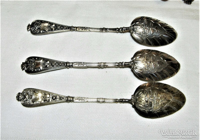 Antique silver-plated fire-gilded coffee, mocha spoon 6 pcs