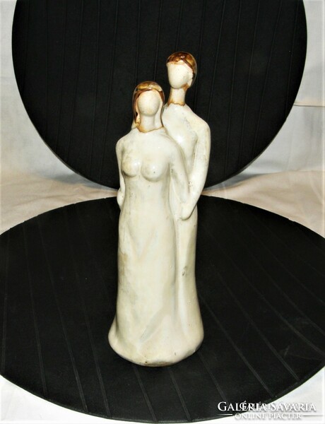Glazed ceramic couple figure - 22 cm