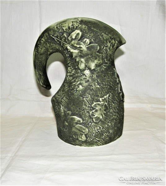 A special hunter's jug - with relief boar and oak leaves. - 24 Cm