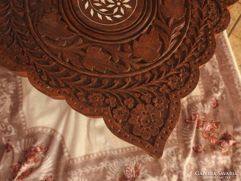 Indian hand carved bone table - flowerpot