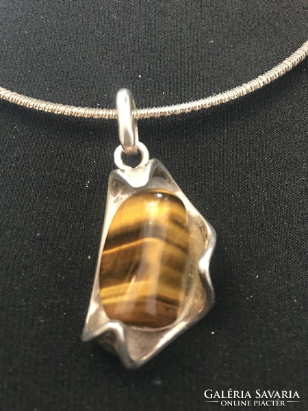 A particularly beautiful tiger's eye pendant! New silver jewelry! Indicated! 925! Real stone! 5.5 cm x 2.5 cm