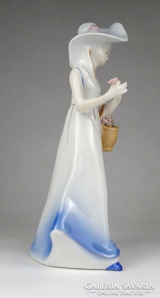 Porcelain lady figure with flower basket marked 1L710 24 cm