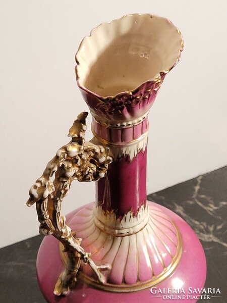 30cm Antik Cseh Díszkancsó rózsaszín aranyozott -- váza díszváza kancsó kanna