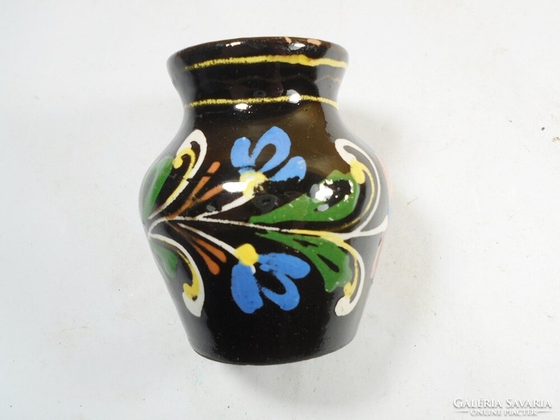 Old retro ceramic vase balaton boglár flower pattern folk art souvenir souvenir tourist