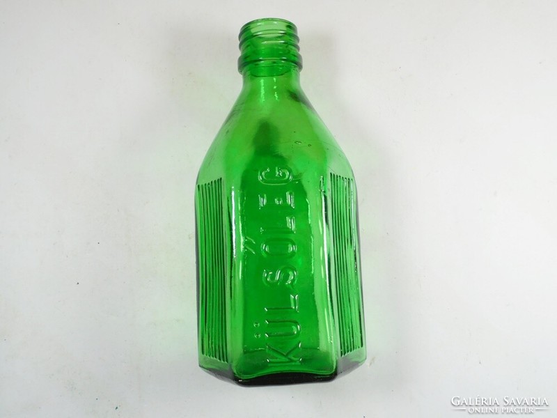 Retro old pharmacy medicine pharmacy pharmacy green glass bottle with inscription on the outside 200 ml