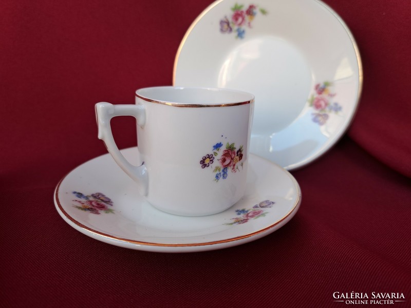 Gyönyörű Hüttl Tivadar régi ritka virágos csésze kávéscsésze  porcelán Gyűjtői szépség