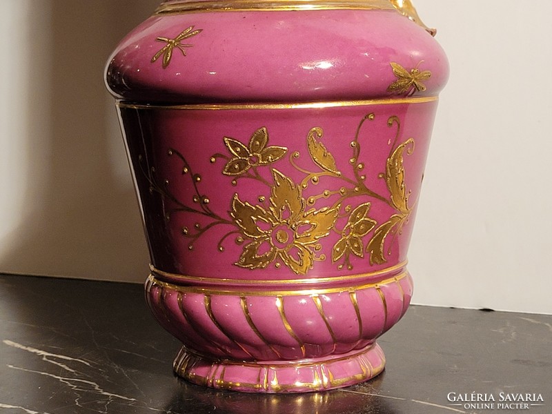 30cm Antik Cseh Díszkancsó rózsaszín aranyozott -- váza díszváza kancsó kanna