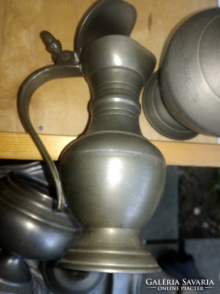 Zinn / pewter wine jug with acorn lid 14.5 cm - art&decoration