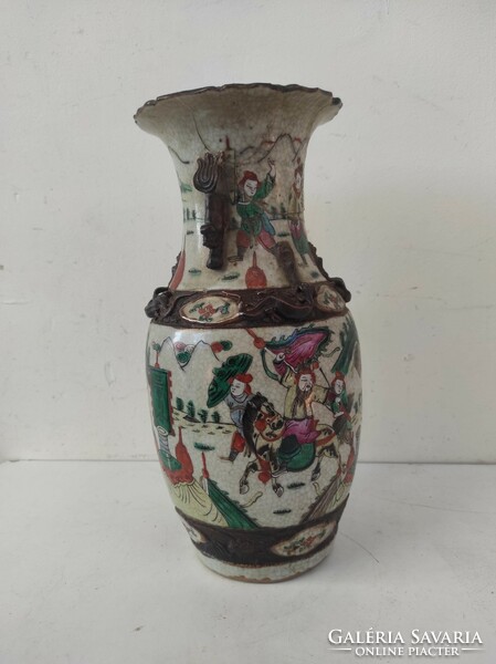 Antik kínai porcelán nagy festett csata harci jelenetes sokalakos váza Törött 719 6911