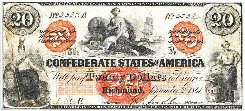 Konföderációs Államok 20 dollár 1861 REPLIKA