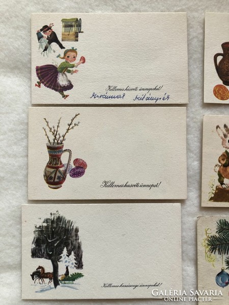 10 pcs of old drawings, graphic mixed mini-postcards, greeting cards -4.