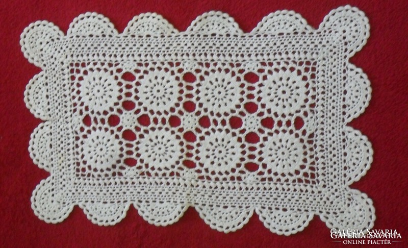 Old, hand-crocheted, lace tablecloth (40 x 24 cm)