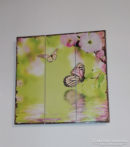 Pillangó virág mintás realisztikus ábrázolás fali kép