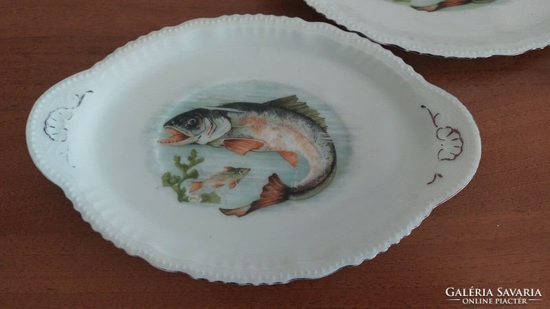 (K) Victoria Austria porcelán halas tányér 2 db, használat nyomai látszanak (kopások)
