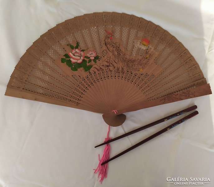 Chinese fan with hair sticks for sale!