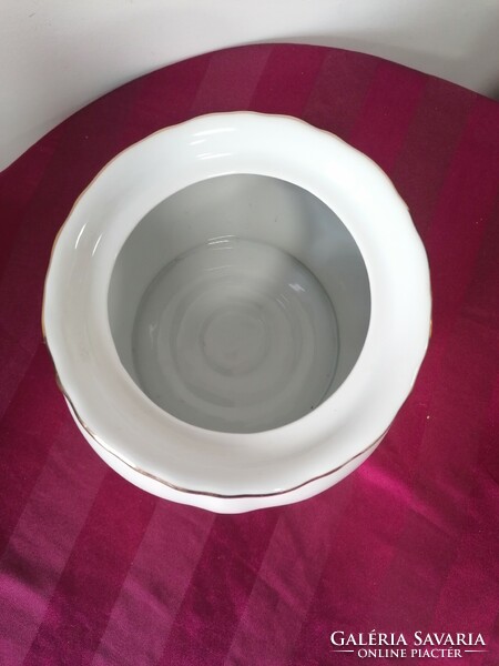 White porcelain soup bowl with gold decoration