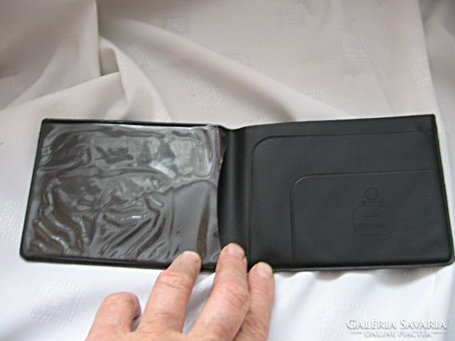 Black artificial leather ID, card holder