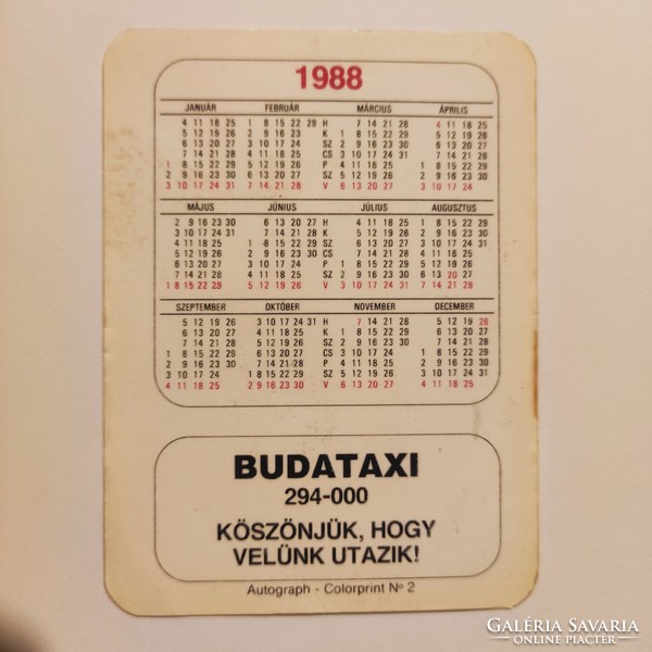 BUDATAXI kártyanaptár 1988