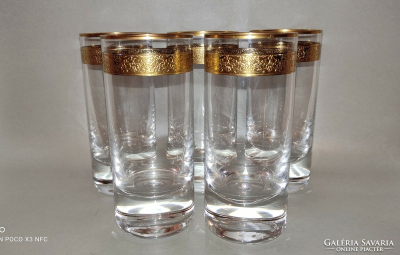 Vintage  Art Deco aranyozott MOSER pohár készlet 5 db-os jelzett eredeti hibátlan